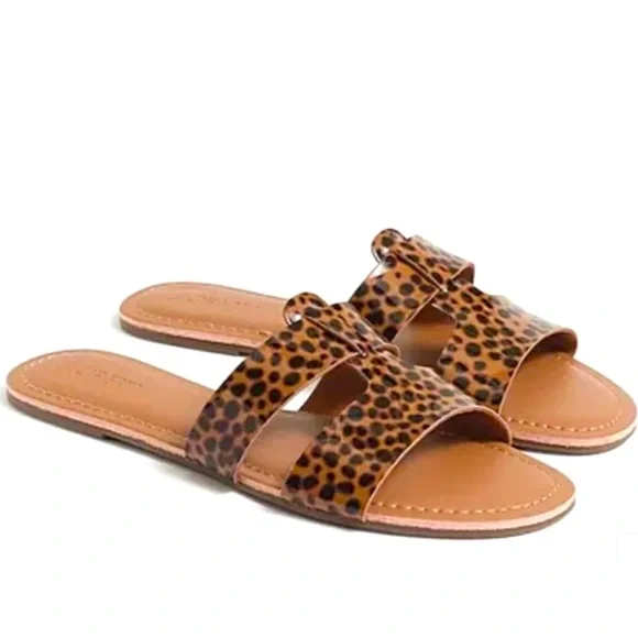 J. CREW Tortoise Shell Beachside Slide Sandals Sz 7 NWOT - Picture 1 of 6